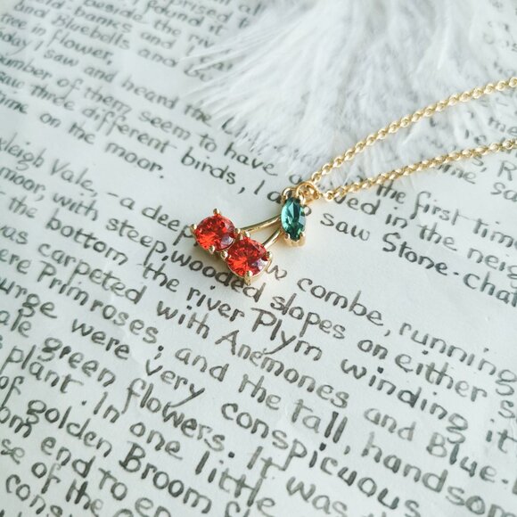 Kate Spade Ma Cherie Cherry Red Zircon Gold Necklace - Picture 2 of 3